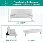Naomi Home Convertible Futon Sofa Bed - White