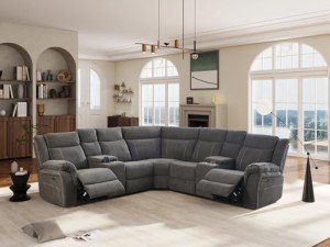 Power Reclining Sectional Sofa with USB and Storage