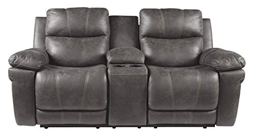 Erlangen Power Reclining Loveseat with Console, Dark Gray