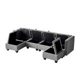 Modern Dark Grey U-Shaped 6-Seat Sofa with Storage