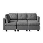 Modern Dark Grey U-Shaped 6-Seat Sofa with Storage