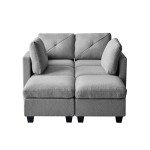 Modern Dark Grey U-Shaped 6-Seat Sofa with Storage