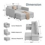 WETRUE Convertible U-Shaped Modular Sectional Sofa