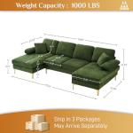 Olive Green U-Shaped Velvet Sectional Sofa