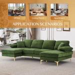 Olive Green U-Shaped Velvet Sectional Sofa