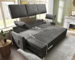 VanAcc Grey Linen Sleeper Sofa with Storage Chaise