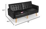 Black Faux Leather Convertible Futon Sofa Bed