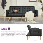 Black Faux Leather Convertible Futon Sofa Bed