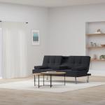 Modern Linen Convertible Futon Sofa Bed - Black