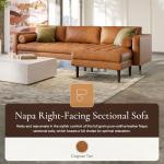 Cognac Tan Leather Right-Facing Sectional Sofa