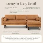 Cognac Tan Leather Right-Facing Sectional Sofa