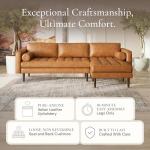 Cognac Tan Leather Right-Facing Sectional Sofa