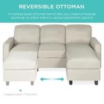 Beige Upholstered L-Shaped Sectional Sofa with Chaise
