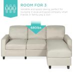 Beige Upholstered L-Shaped Sectional Sofa with Chaise