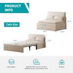 Beige Twin Size 2-in-1 Sofa Bed with Pillows