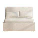 Beige Twin Size 2-in-1 Sofa Bed with Pillows