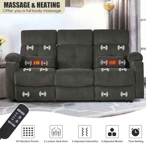 Consofa Power Reclining Sofa with Heat, Massage, USB Ports