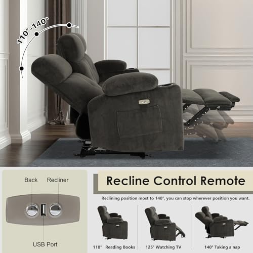 Consofa Power Reclining Sofa with Heat, Massage, USB Ports