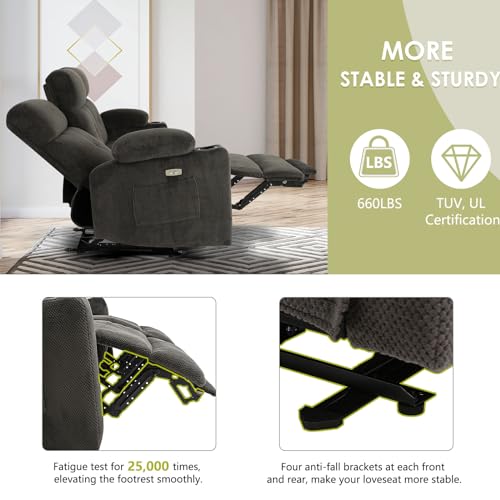 Consofa Power Reclining Sofa with Heat, Massage, USB Ports