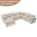 Beige Oversized Modular Sectional Sofa with Chaise
