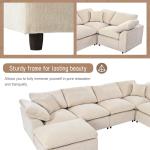 Beige Oversized Modular Sectional Sofa with Chaise