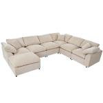Beige Oversized Modular Sectional Sofa with Chaise