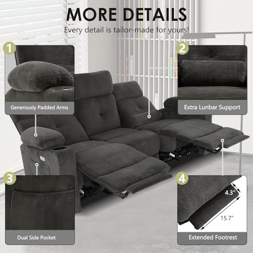 Consofa Power Reclining Sofa with Heat, Massage, USB Ports