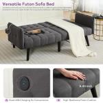 Modern Convertible Futon Sofa Bed with USB Ports