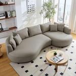 Williamspace 124.8" Curved Leather Sectional Sofa