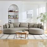 Williamspace 124.8" Curved Leather Sectional Sofa