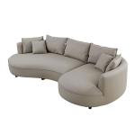 Williamspace 124.8" Curved Leather Sectional Sofa