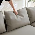 Williamspace 124.8" Curved Leather Sectional Sofa