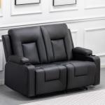 Modern Leather Recliner Love Seat with Cup Holders
