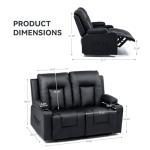 Modern Leather Recliner Love Seat with Cup Holders