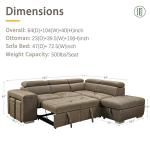Light Brown L-Shaped Sectional Sofa with Pull-Out Bed