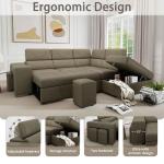 Light Brown L-Shaped Sectional Sofa with Pull-Out Bed