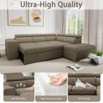 Light Brown L-Shaped Sectional Sofa with Pull-Out Bed