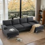 VINGLI 110" Grey U-Shaped Sectional Sofa