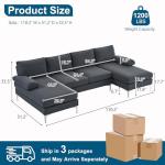 VINGLI 110" Grey U-Shaped Sectional Sofa