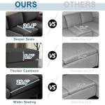VINGLI 110" Grey U-Shaped Sectional Sofa