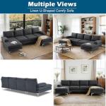 VINGLI 110" Grey U-Shaped Sectional Sofa