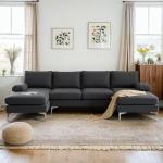VINGLI 110" Grey U-Shaped Sectional Sofa
