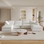 Comfortable U-Shaped Modular Sectional Sofa - White