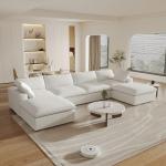 Comfortable U-Shaped Modular Sectional Sofa - White