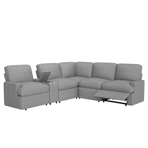 Morhome L-Shaped Reclining Sofa with Cup Holders, USB Ports