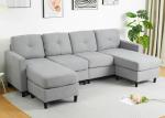 Light Grey U-Shaped Sectional Sofa with Ottoman