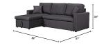 Dark Gray Reversible Sleeper Sectional Sofa with Storage