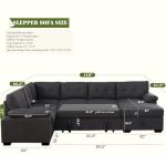 Cozy Dark Grey Modular Sleeper Sectional Sofa
