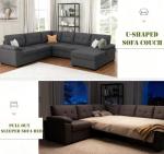Cozy Dark Grey Modular Sleeper Sectional Sofa
