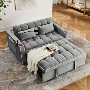 Compact 55" Convertible Velvet Futon Sofa Bed